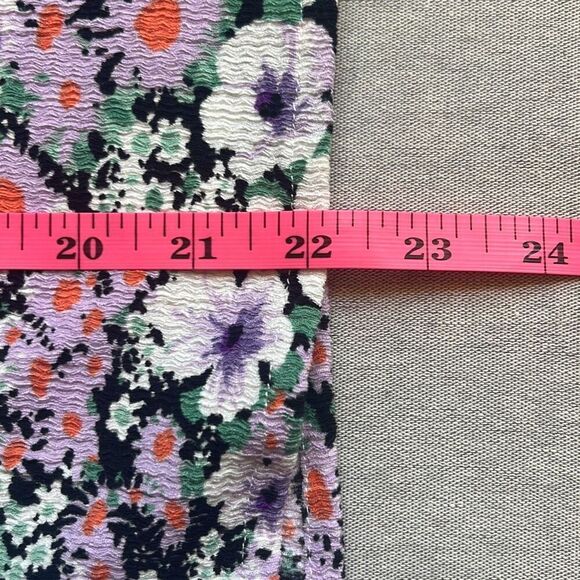 Anthropologie XS Purple Black Floral Print Ruffle V Neck Blouse Top Boho Cottage - Picture 9 of 9